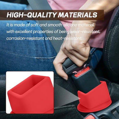 2PCS Car Seat Belt Buckle Holder, Easy Access Silicone Auto Seatbelt Buckle Booster, Seat Belt Buckles Fixer Cover Makes Receptacle Stand Upright Buckling for Kids, Car Accessories (Red) - color: Red