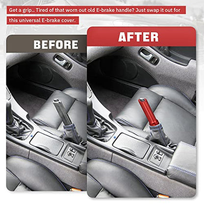 Aluminum Handbrake Cover Hand Brake Sleeve Handle Protector Universal Red - color: red