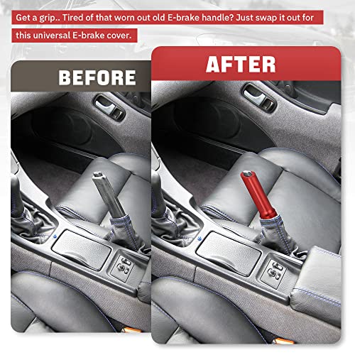 Aluminum Handbrake Cover Hand Brake Sleeve Handle Protector Universal Red - color: red