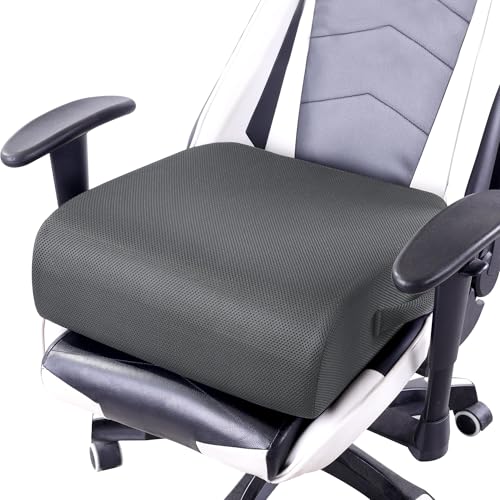 MABOZOO Extra Thick Chair Cushions,Office Chair Booster Seat Cushion to Raise Seat Height for Pain Relief,18 x 16 x 6 inch Non Slip Memory Foam Thick Cushion with Carry Handle（Dark Grey） - color: Dark Grey, size: 18*16*6