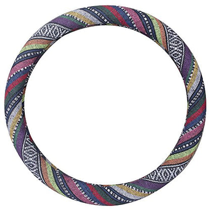 Small Ethnic Style Coarse Flax Cloth Automotive Steering Wheel Cover Anti Slip and Sweat Absorption Auto Car Wrap Cover (14''-14.25, B) - color: B, size: 14 - 14.25 inches