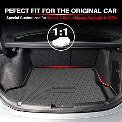 Powerty Trunk Mat for 2019-2024 2025 2026 Mazda 3 Sedan Accessories All Weather TPO Rear Cargo Liner(Not for Hatchback) - size: Cargo Mat｜For｜19-26｜Mazda 3 Sedan