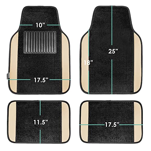 FH Group Automotive Floor Mats – Universal Fit Premium Carpet Car Mats with Driver Heel Pad, Full Set for Cars, SUVs & Trucks - Beige - color: Beige