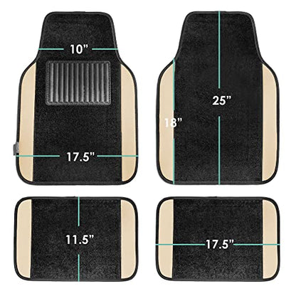 FH Group Automotive Floor Mats – Universal Fit Premium Carpet Car Mats with Driver Heel Pad, Full Set for Cars, SUVs & Trucks - Beige - color: Beige