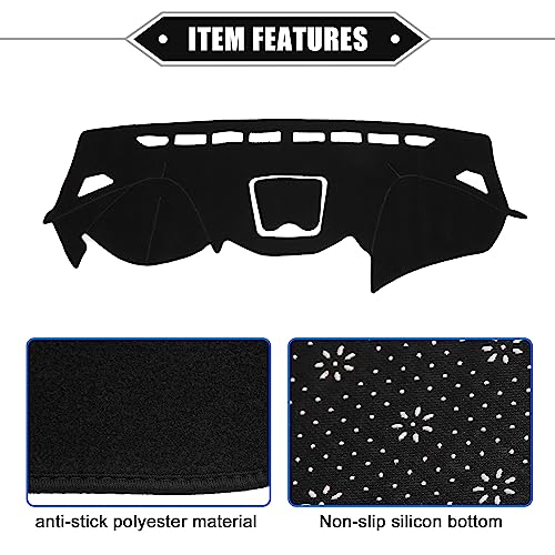 Dashboard Cover Compatible for Hyundai Santa Fe 2013-2018, Non-Slip Polyester Black Dash Cover Mat Dash Board Protector Cover - color: Black