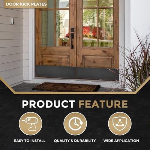 uxcell Door Kick Plate, 6 x 30 Inches Aluminum Kick Plate Door Plate, 1.5mm (1/16 Inch) Thickness, for Exterior Front Door or Back Door, Black (Single Pack) - color: Black, size: 6 x 30 Inch