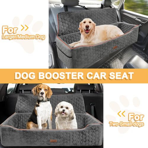 Dog Car Seat for Large Dog Under 100LBS,Pet Booster Back Seat Removable Washable Pet Travel Safety with Safety Tethers & Storage Pocket (Gray) - color: Dog Car Seat(Gray)