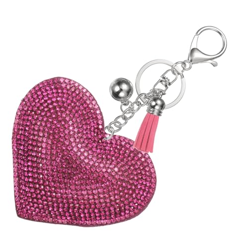 PATIKIL Rhinestone Keychains for Women, Cute Bling Heart Shape Purse Charm for Bag Handbags Car Keys - color: White-rose Red