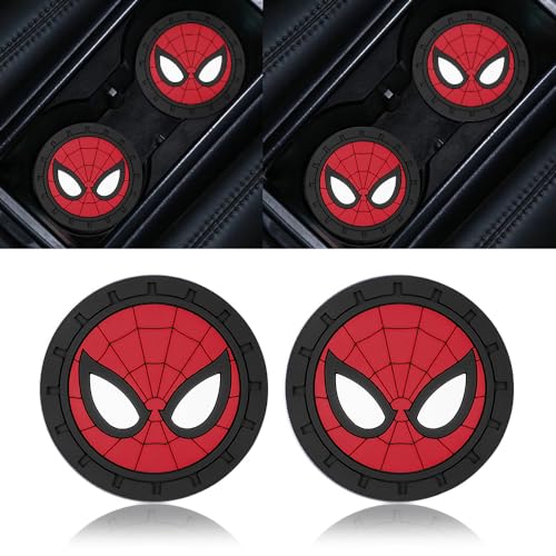 Spider Man Car Cup Holder Coasters for Marvel Fans, The Spider Man Car Coasters for Car Cup Holder Insert,Silicone Non-Slip Car Cup Mat,2.75'' - color: Bd-zhizhuxia