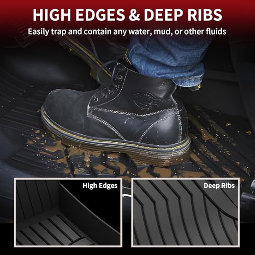 LASFIT Floor Mats for Mercedes Benz C Class 2021 2020 2015-2019 C300 / C400 / C350e / C43 AMG / C63 AMG / C63 AMG S (Fit Sedan Only), All Weather TPE Floor Liners for C Class 1st & 2nd Row Mats - size: For Benz C-Class | 2015-2021 | 1st & 2nd Row