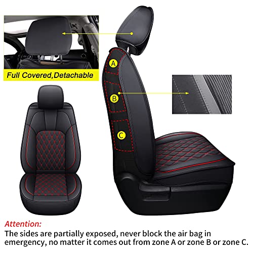 LUCKYMAN CLUB 2007-2021 Tundra Pickup Trucks Car Seat Covers X05-T3 Full Set, Fit Fit SR5 SR Platinum TRD PRO Trims Crew/Crewmax/Extended/Double Cab with Water Proof Faux Leather (Black&Red Full Set) - color: Black&Red, size: 2007-2021 Full Set