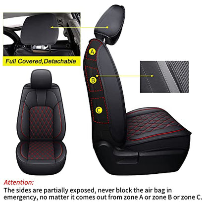 LUCKYMAN CLUB 2007-2021 Tundra Pickup Trucks Car Seat Covers X05-T3 Full Set, Fit Fit SR5 SR Platinum TRD PRO Trims Crew/Crewmax/Extended/Double Cab with Water Proof Faux Leather (Black&Red Full Set) - color: Black&Red, size: 2007-2021 Full Set