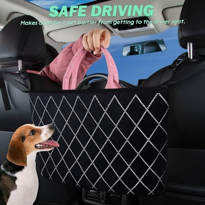 eing Car Organizers and Storage Purse Holder, Large Capacity Car Net Pocket Handbag Holder, Automotive Consoles & Backseat Organizer, Leather Back Seat Bag Between Car Front Seats (White line) - color: A1-Large Rhombic Pure White