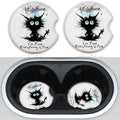 2 Pack Car Cup Holders,Universal Auto Anti Slip Insert Coaster, Rubber Car Coasters with A Finger Notch, Cute Car Assecories for Women Men (I'm Fine Cat)