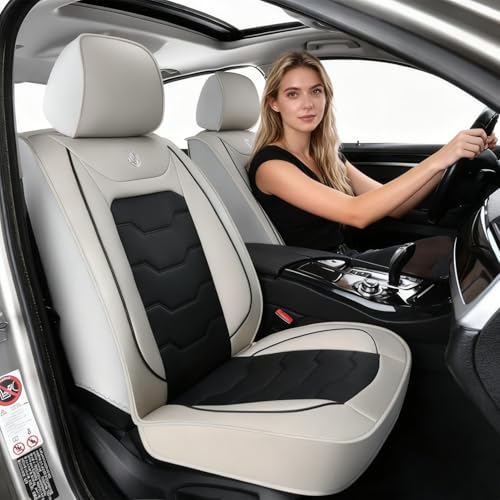 2007-2025 Car Seat Cover for Nissan Sentra, Gray Car Seat Covers, Waterproof Leather, Full Set of 5 Seats, Non-Slip, Easy to Clean and Install, Beautify Interior - color: Lite_Gray