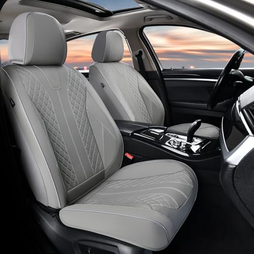 FLORICH Seat Covers, Car Seat Covers Front Seats Faux Leather Automotive Seat Covers Luxury Waterproof Car Seat Cover Protectors Universal Fit for Most Cars SUV Trucks, Gray - color: Gray, size: FrontPair