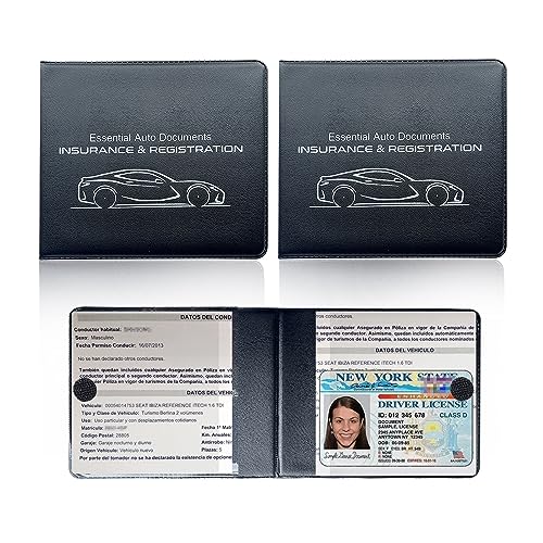 Ziciner Car Registration Insurance Holder, 2Pack Essential Auto Card Document Glove Box Organizer with Touch Fastener, Vehicle Interior Accessories Perfect for Most Car, Truck, SUV (Black/Small Car) - color: Black/Small Car