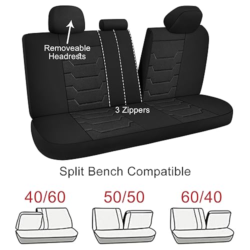Breathable Car Seat Covers Full Seats,3D Air Mesh Cloth Seat Covers for Cars, Split Bench Compatible Car Interior Covers, Universal Fit Most Car Sedan Truck SUV(Black)