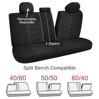 Breathable Car Seat Covers Full Seats,3D Air Mesh Cloth Seat Covers for Cars, Split Bench Compatible Car Interior Covers, Universal Fit Most Car Sedan Truck SUV(Black)