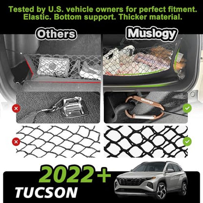 Truck Bed Cargo Net Trunk Netting Compatible with 2022-2025 2026 Hyundai Tucson Accessories, Pickup Cargo Organizer SUV Sedan Storage Net w/Heavy Duty Carabiners - style: 2022-2026 Tucson
