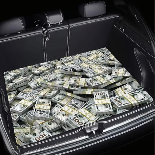 Universal Car Trunk Mat 29" x 39", Banknote Pattern All Weather Trunk Protection Cargo Liner, Durable Cargo Mat Rear Trunk Liner,Stylish Vehicle Interior Accessories Suitable for Most Car Models - color: Banknote Pattern