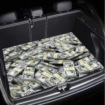 Universal Car Trunk Mat 29" x 39", Banknote Pattern All Weather Trunk Protection Cargo Liner, Durable Cargo Mat Rear Trunk Liner,Stylish Vehicle Interior Accessories Suitable for Most Car Models - color: Banknote Pattern