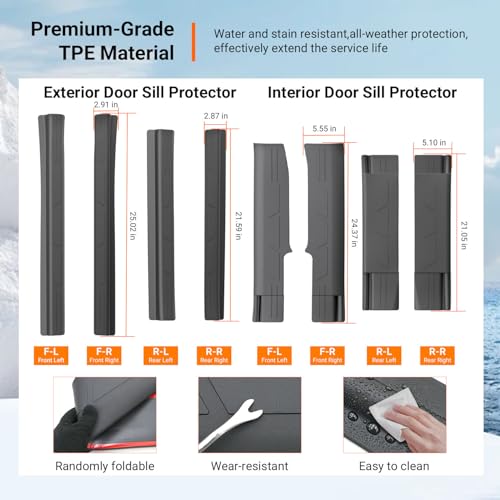 8Pcs Door Sill Protector Compatible with 2019-2026 Chevy Silverado GMC Sierra 1500 Door Sill Guard TPE Car Threshold Protector Replacement for 2019-2026 Chevy Silverado Accessories - size: Compatible with 2019-2026 Chevy Silverado