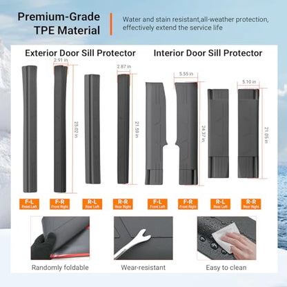 8Pcs Door Sill Protector Compatible with 2019-2026 Chevy Silverado GMC Sierra 1500 Door Sill Guard TPE Car Threshold Protector Replacement for 2019-2026 Chevy Silverado Accessories - size: Compatible with 2019-2026 Chevy Silverado