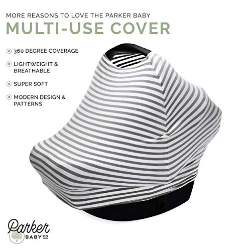 Parker Baby 4 in 1 Car Seat Cover for Girls and Boys - Stretchy Carseat Canopy, Nursing Cover, Grocery Cart Cover, High Chair Cover - “Copper” - color: Copper