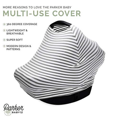 Parker Baby 4 in 1 Car Seat Cover for Girls and Boys - Stretchy Carseat Canopy, Nursing Cover, Grocery Cart Cover, High Chair Cover - “Copper” - color: Copper