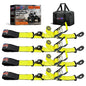 2'' x 114'' Heavy Duty Adjustable Car Tie Down Straps with Snap Hook for Trailers, 10,000 lbs Break Strength, Axle Tire Ratchet Straps with Snap Hooks for Hauling UTV, SUV, Truck, Any Cars - Yellow - color: Yellow