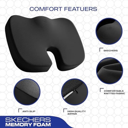 Skechers Memory Foam Car Seat Covers and Seat Cushion,Air Cool Mesh Thick Seat Covers, Two Front car seat Protector, Airbag Compatible, Automotive Comfort Protection for Most Cars, Vans, Trucks, Black