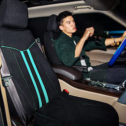 CAR-GRAND Polyester Universal Fit Seat Cover, Black-Mint, Set of 9 Including Headrest Covers, Airbag Compatible, for Cars, Trucks, SUV, Van, Sedan - color: Black-Mint