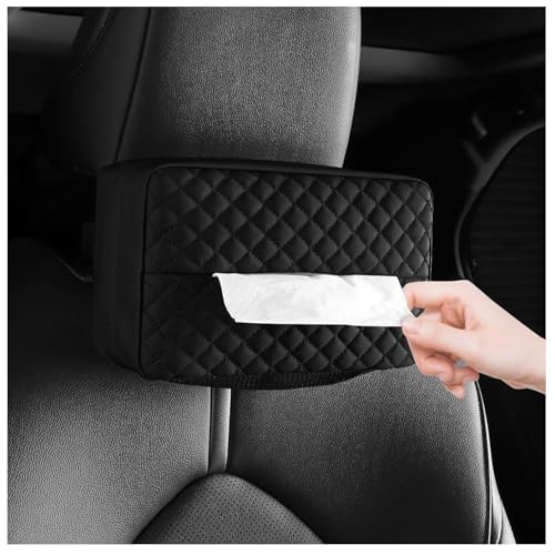 Car Tissue Holder, Car Napkin Cover, Car Tissue Box, Car Tissue Paper Box, Napkin Holder for Car, Tissues Box Suitable for 120 Standard Tissues - Black - color: Black