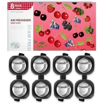 Car Air Freshener Vent Clips, 8 Pack, Provides Long-Lasting Scent, Up to 240 Days, Odor Eliminator (Cherry) - color: Cherry