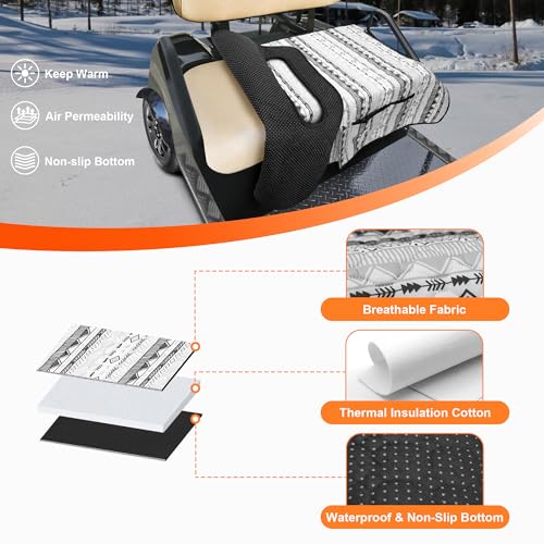 Golf Cart Seat Covers, Universal Golf Cart Seat Towel Blanket with 4 Front Pockets & Nonskid Bottom Fits for EZGO, Yamaha, Club Car and More 2 Person Seats Golf Carts - color: Grey Geometry