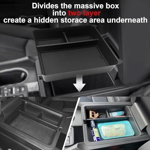 Muslogy For 2023+ Pilot Center Console Organizer & Shifter Storage Box Compatible with 2026 2025 2024 2023 Honda Pilot ABS Material Console Side Organizer Left & Right Set Console Inserts Storage - size: Center Console & Shifter Organizer