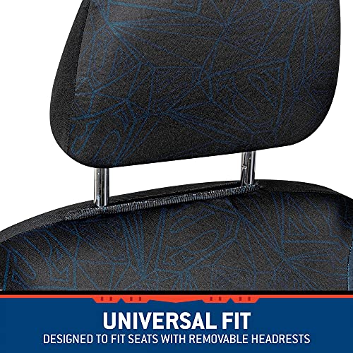 Warner Bros DC Comics Superman Universal Fit Seat Covers Car Accessories - with Removable Head Cover & Matching Seat Belt Pads, Side Airbag Compatible Easy Install for Car Truck Van SUV - size: 2 Front, style: Superman