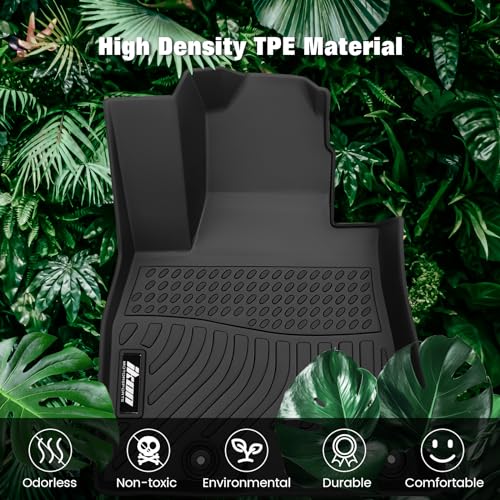 FREEMOTOR802 All Weather Floor Mats Compatible with 2021-2026 Genesis GV80 5/7 Seats | 3D Molded TPE Car Carpets Liner 1st 2nd Row Front Rear Protection Pad 3PC Set Protector - size: For Genesis GV80 5/7 Seats 2021-2026