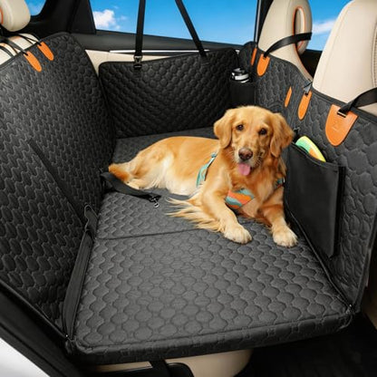 Back Seat Extender for Dogs, Waterproof Dog Car Seat Cover for Back Seat with Hard Bottom, Upgraded Material, Anti Scratch, Easy to Use and Clean, Holds 420lbs - size: Standard - 600D Oxford Fiber