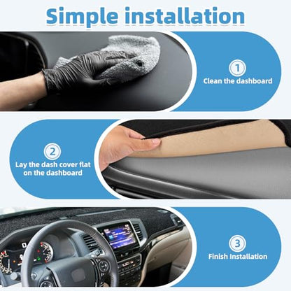 Dash Cover Mat for Honda Pilot 2016-2022 & Ridgeline 2017-2025 & Passport 2019-2025 Non-Slip Dashboard Cover Mat Sunshade UV Rays Protector Interior Accessories - size: Compatible with Pilot 2016-2022