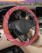 SEG Direct Boho Steering Wheel Cover with Baja Blanket Cloth, Ethnic Style Auto Wheel Cover Made of Coarse Flax, Fits 14 1/2-15 1/4 inches Car Wheel - color: Rosy Clouds