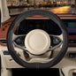 14 inch D Shaped Steering Wheel Cover for Prius Civic, Nappa Microfiber Leather Non-Slip Breathable Fabric, Warm in Winter and Cool in Summer, Black Small 13.5 inch to 14 inch - color: Black, size: D Shape-S[13.5''-14'']