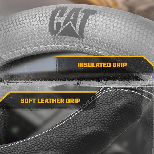 Cat® BigGrip Faux Gray/Black Leather Semi Truck Steering Wheel Cover, Fits RV and Big Rig Trucker, Steering Wheel Cover for Trucks 18 Wheeler - X-Large 17.5" - 18" Inches - color: Black/Gray BigGrip, size: XL Big Rig (17.5-18")