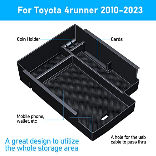 Upgraded Center Console Organizer for Toyota 4Runner 2024 2023 2022 2021 2020 2019 2018 2017 2016-2010 Full Size Tray Interior Accessories, Insert Armrest Box Secondary Storage ABS Material - size: 2010-2024 4Runner(1pcs)