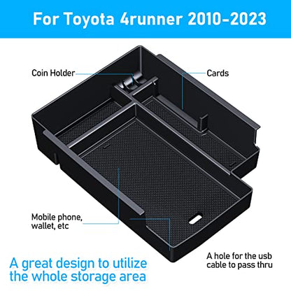 Upgraded Center Console Organizer for Toyota 4Runner 2024 2023 2022 2021 2020 2019 2018 2017 2016-2010 Full Size Tray Interior Accessories, Insert Armrest Box Secondary Storage ABS Material - size: 2010-2024 4Runner(1pcs)