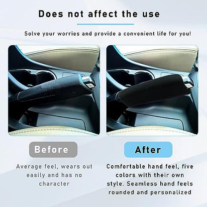 Car Handbrake Cover, Elastic Anti-Slip Silicone Auto Shifter Protector, Comfortable Grip Decoration for Men Women, Universal Vehicle Interior Accessory (Black)