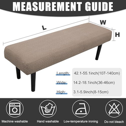 Stretch Bench Seat Cover, Reusable Slipcover for Dining Room & Bedroom, Removable Washable Rectangular Bench Covers, Elastic Fit for Home Furniture (Twill Camel) - color: Twill Camel