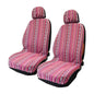 4PCS Baja Saddle Blanket Car Seat Covers, Front Set Breathable Washable Seat Covers with Seatbelt Pad, Striped Woven Cloth Airbag Compatible Seats Protector for Most Vehicles (Pink) - color: Pink, 4PCS