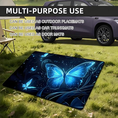 Universal Car Trunk Mat, All Weather Trunk Protection Cargo Liner, Stylish Vehicle Interior Accessories, Durable Cargo Mat Rear Trunk Line Suitable for Most Car (Blue Butterfly Print, 29" x 39") - color: Blue Butterfly Print